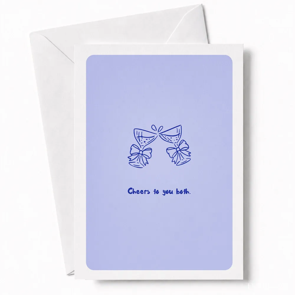 Cheers to You Both | Wedding Congratulations Card - happy couple, wedding card, two illustrated champagne, illustrated