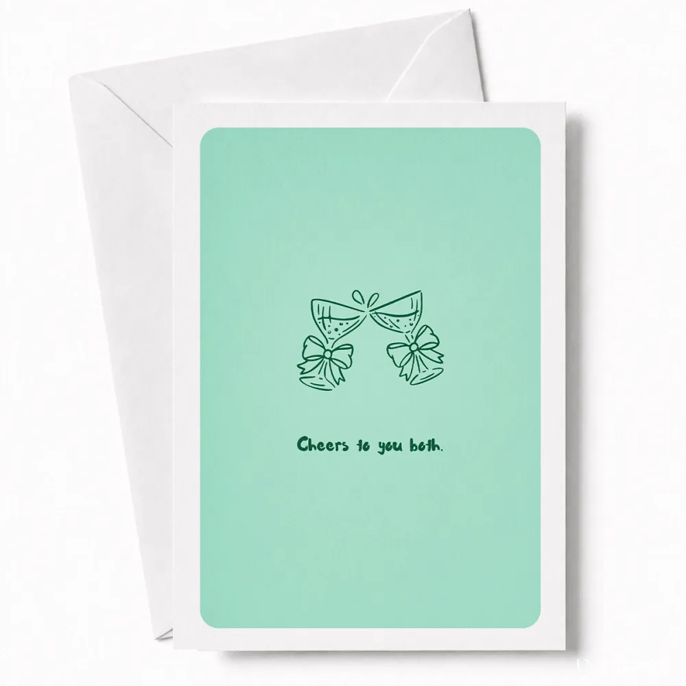 Cheers to You Both | Wedding Congratulations Card - happy couple, wedding card, two illustrated champagne, illustrated