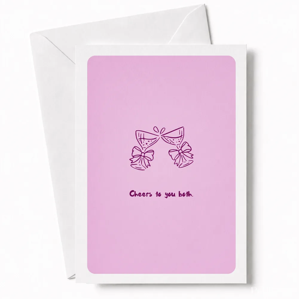 Cheers to You Both | Wedding Congratulations Card - happy couple, wedding card, two illustrated champagne, illustrated