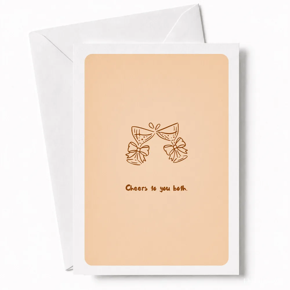 Cheers to You Both | Wedding Congratulations Card - happy couple, wedding card, two illustrated champagne, illustrated