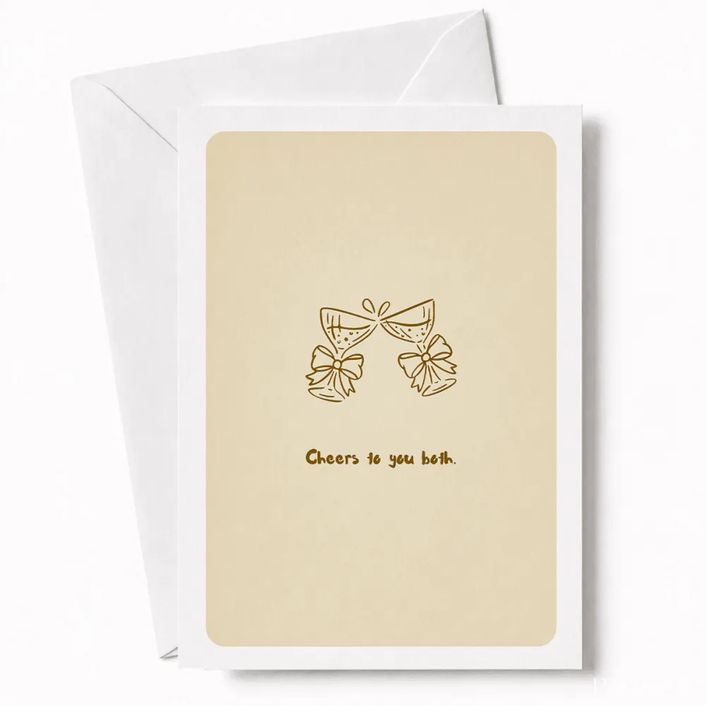 Cheers to You Both | Wedding Congratulations Card - happy couple, wedding card, two illustrated champagne, illustrated