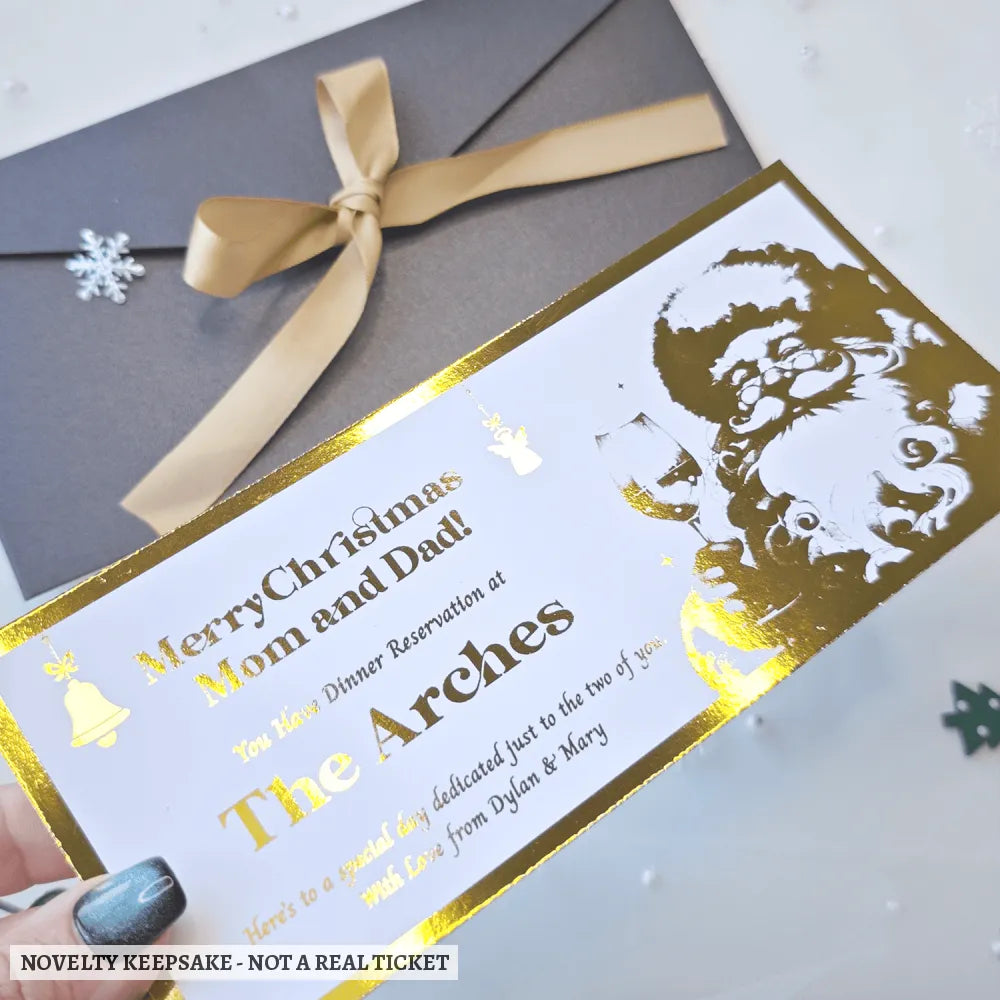 Christmas Dinner Foil Ticket | Personalised Reveal - personalised christmas dinner, christmas dinner foil, dinner foil