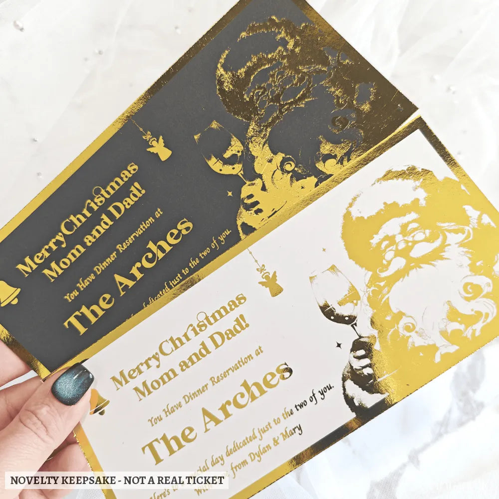 Christmas Dinner Foil Ticket | Personalised Reveal - personalised christmas dinner, christmas dinner foil, dinner foil