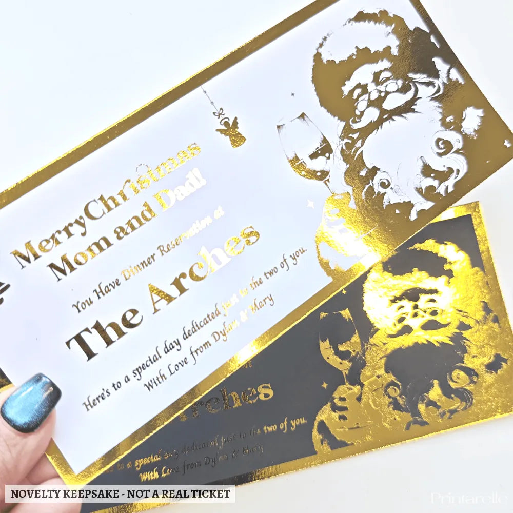 Christmas Dinner Foil Ticket | Personalised Reveal - personalised christmas dinner, christmas dinner foil, dinner foil