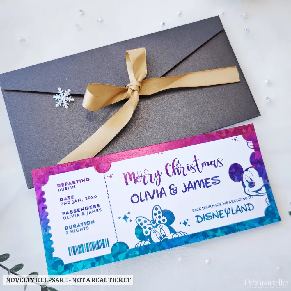 Christmas Disneyland Reveal Ticket - personalised christmas foil, disneyland reveal, holiday reveal, personalized foil
