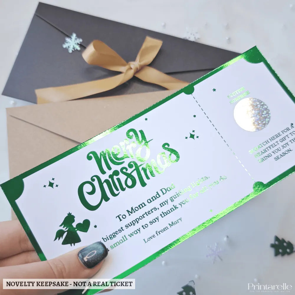 Christmas Foil Scratch-Off Ticket - personalised christmas, christmas foil scratch-off, foil ticket, personalized foil