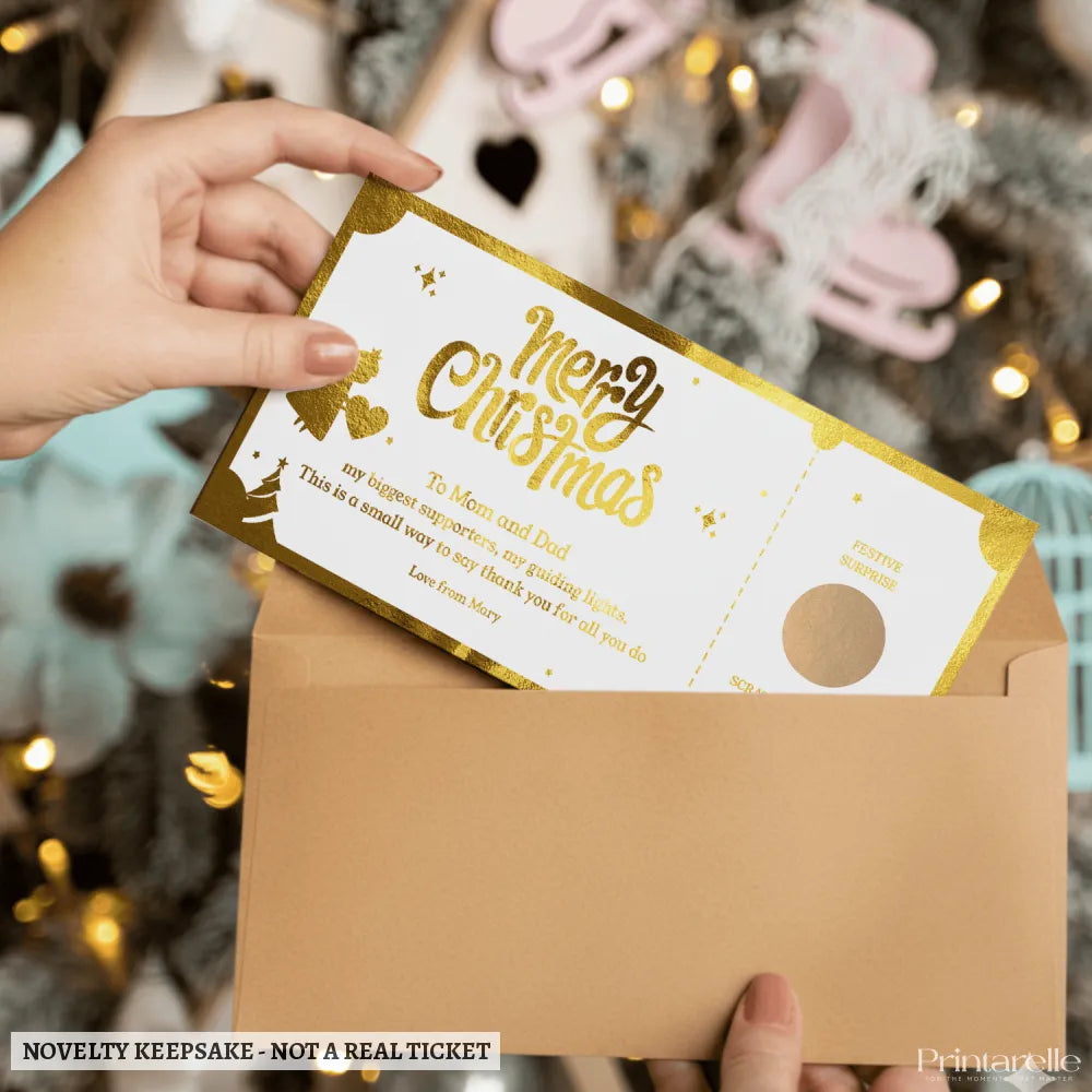 Christmas Foil Scratch-Off Ticket - personalised christmas, christmas foil scratch-off, foil ticket, personalized foil