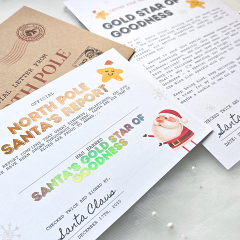 Gold Star of Goodness Letter from Santa | Elf Helper of the Year Set