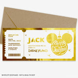Christmas Surprise Foil Ticket | Personalised Disney Reveal - personalised christmas foil, disney trip keepsake,