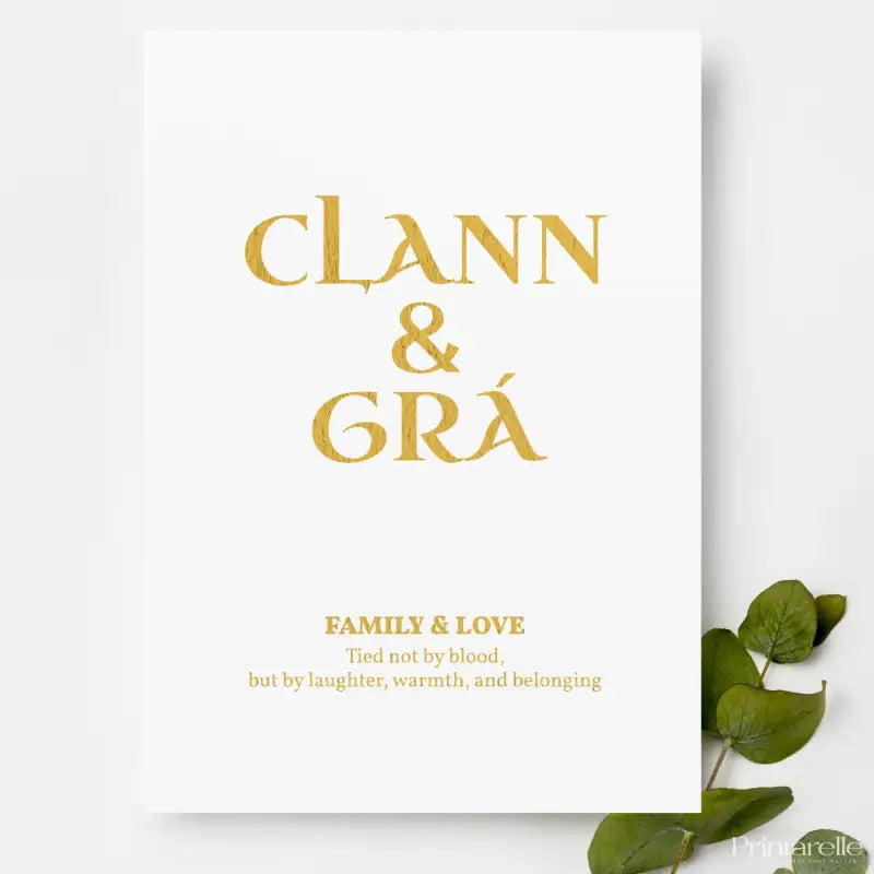 Clann & Grá Wall Art - Irish Gold Foil Print - Prints - Printarelle