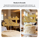 Confirmation Cake Topper, God Bless On Your Confirmation Gold Glitter & Mirror with Cross - Cake Topper - Printarelle