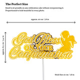 Confirmation Cake Topper, God Bless On Your Confirmation Gold Glitter with Angel - Cake Topper - Printarelle
