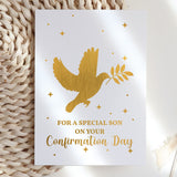 Confirmation Card - Dove & Olive Branch - Son / A6 / Light Blue Greeting Card - Printarelle