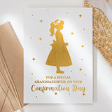 Confirmation Card for Girls - Praying Silhouette - Granddaughter / A6 / Holographic Red Greeting Card - Printarelle