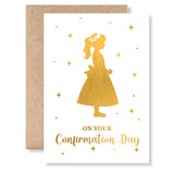 Confirmation Card for Girls - Praying Silhouette - Premade - not personalised / A6 / Holographic Red Greeting Card