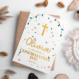 Confirmation Card - Pink Floral Arch - Greeting Card - Printarelle