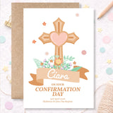 Cross & Heart Personalised Confirmation Card for Girls - Greeting Card - Printarelle