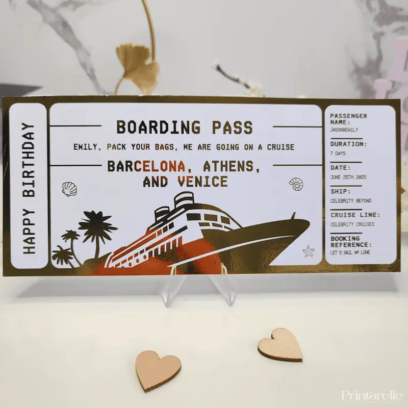 Cruise Boarding Pass – Personalized Ticket for a Unique Trip Reveal - Foil Ticket