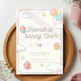 Cupcake 1st Birthday Party Invitation - birthday party, 1st birthday, 1st birthday party, cupcake 1st birthday, cupcake