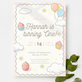 Cupcake 1st Birthday Party Invitation - birthday party, 1st birthday, 1st birthday party, cupcake 1st birthday, cupcake