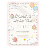 Cupcake 1st Birthday Party Invitation - birthday party, 1st birthday, 1st birthday party, cupcake 1st birthday, cupcake