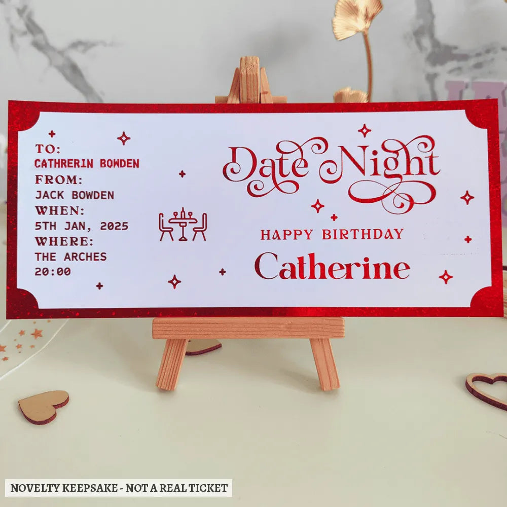 Custom Foil Romantic Date Night Ticket - foil romantic, custom foil, premium metallic, personalized foil tickets,