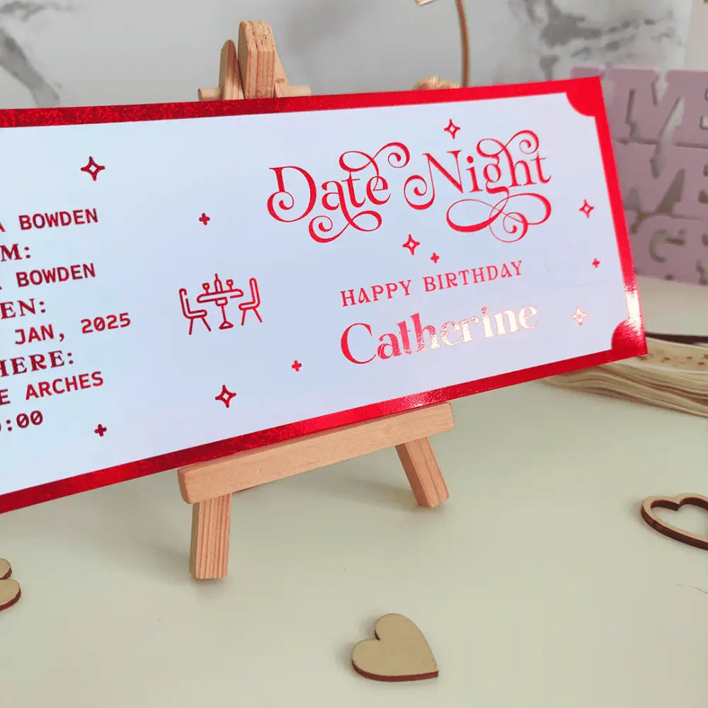 Custom Foil Romantic Date Night Ticket - Foil Ticket