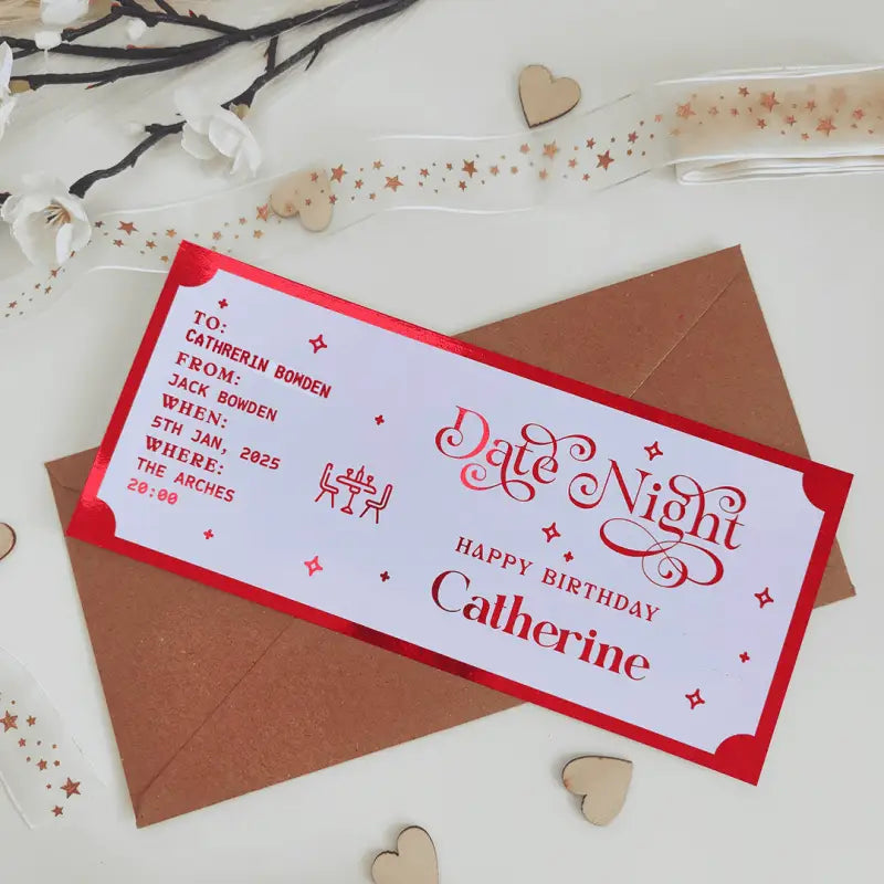 Custom Foil Romantic Date Night Ticket - Foil Ticket