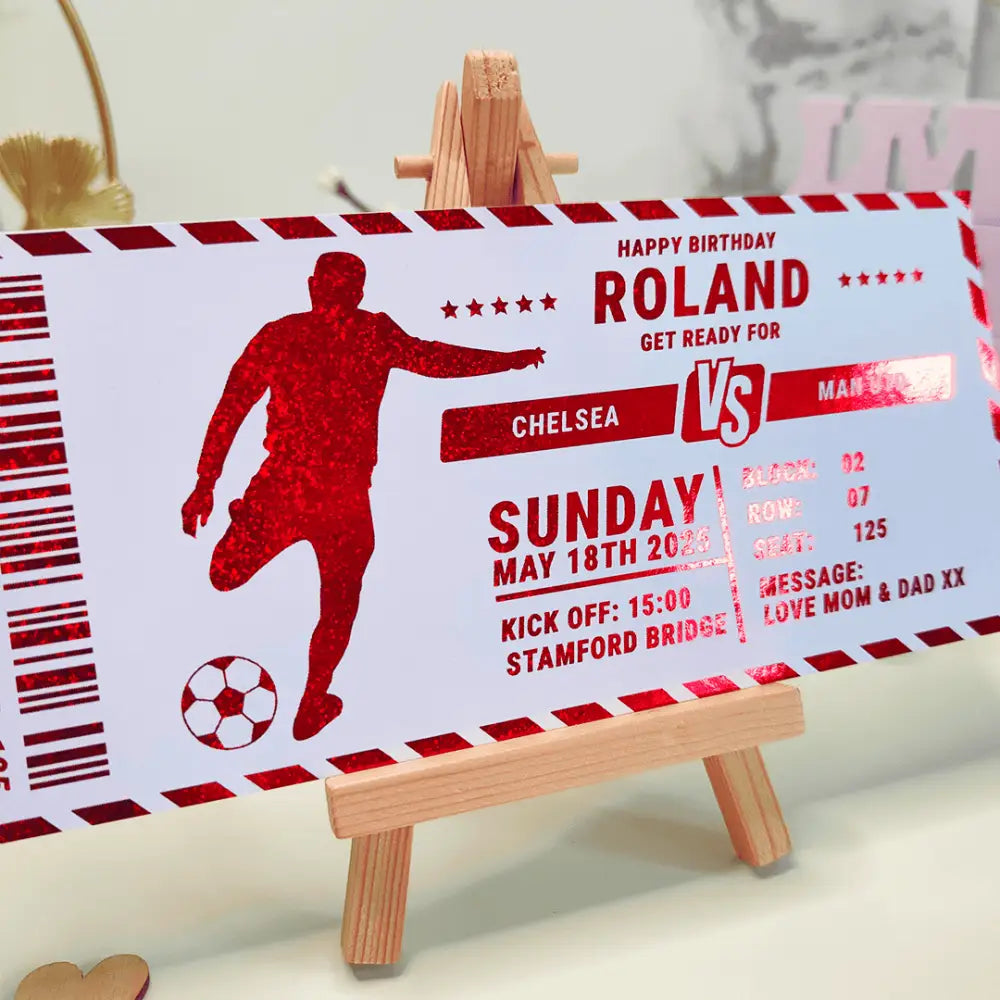 Personalized Foil Football Ticket – Custom Match Day Gift - Foil Ticket