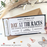Day at the Races – Personalised Birthday Foil Ticket Gift - experience gifts, foil ticket, foil tickets, races foil