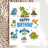 Dinosaur Birthday Card for Boys - dinosaur birthday card, dinosaur birthday, birthday card, kraft envelope, cute dino