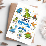 Dinosaur Birthday Card for Boys - dinosaur birthday card, dinosaur birthday, birthday card, kraft envelope, cute dino