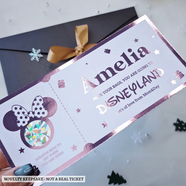 Disneyland Surprise Foil Ticket - Personalised Scratch Reveal - disneyland surprise foil, personalised disneyland foil,