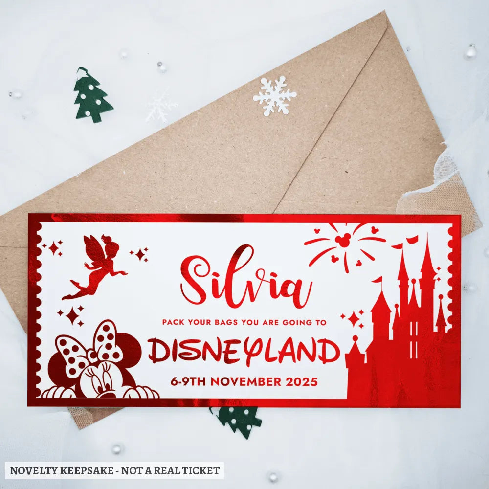 Disneyland Surprise Foil Ticket | Personalised Ticket - disneyland foil ticket, personalised disneyland foil, flat