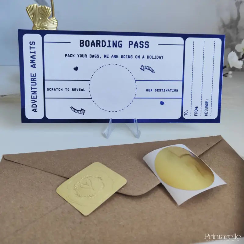 Holiday Reveal Custom Scratch-Off Boarding Pass - Foil Ticket