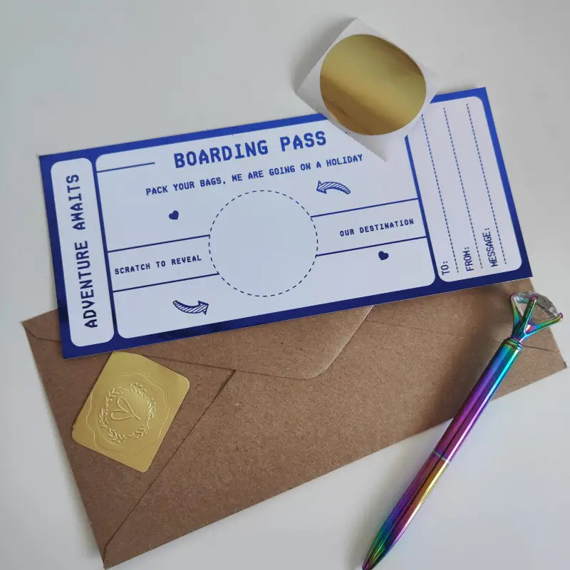 Holiday Reveal Custom Scratch-Off Boarding Pass - Foil Ticket