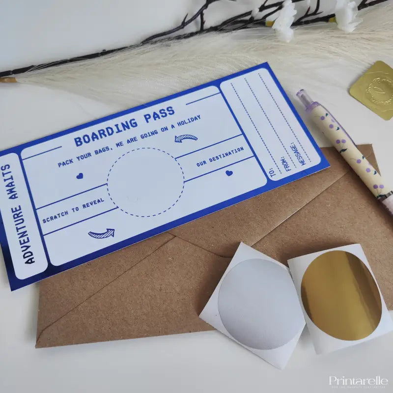 Holiday Reveal Custom Scratch-Off Boarding Pass - Foil Ticket