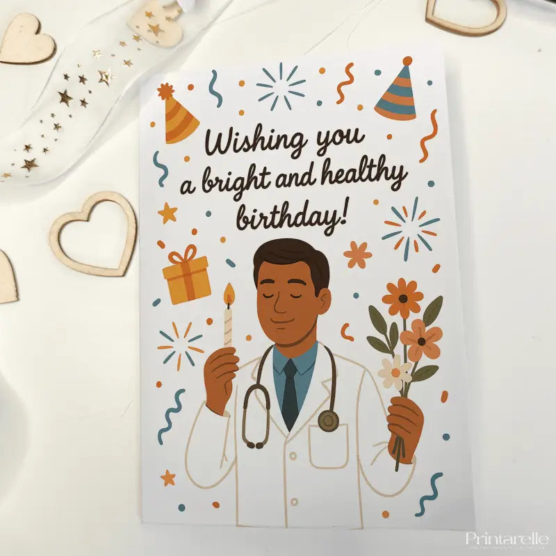Doctor Happy Birthday Card – Male Medical Greeting - Greeting Card