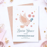 Dove & Flowers Personalised Confirmation Card for Girls - Greeting Card - Printarelle