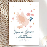 Dove & Flowers Personalised Irish Confirmation Card for Girls - Greeting Card - Printarelle
