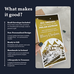 Polar Express ticket with text on a dark blue background