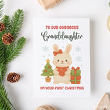 Granddaughter First Christmas Card | Cute Bunny Design - Greeting Card