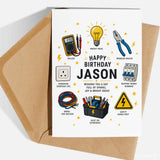 Electrician Birthday Card | Sparks of Joy - birthday card, electrician birthday card, electrician birthday, bright