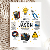 Electrician Birthday Card | Sparks of Joy - birthday card, electrician birthday card, electrician birthday, bright