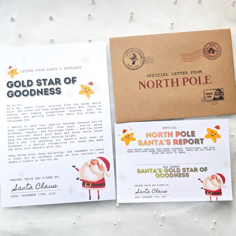 Gold Star of Goodness Letter from Santa | Elf Helper of the Year Set