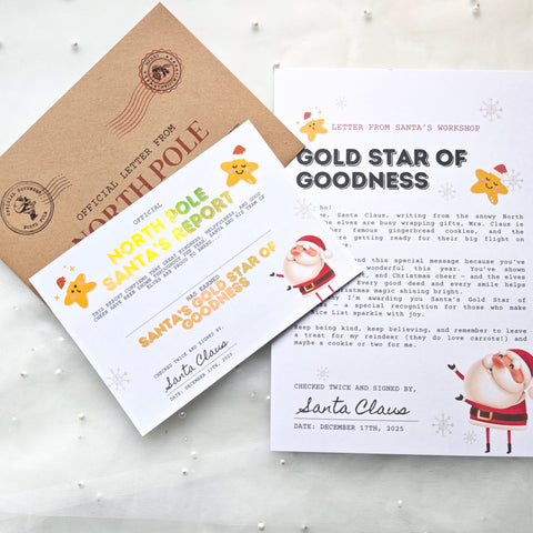 Gold Star of Goodness Letter from Santa | Elf Helper of the Year Set