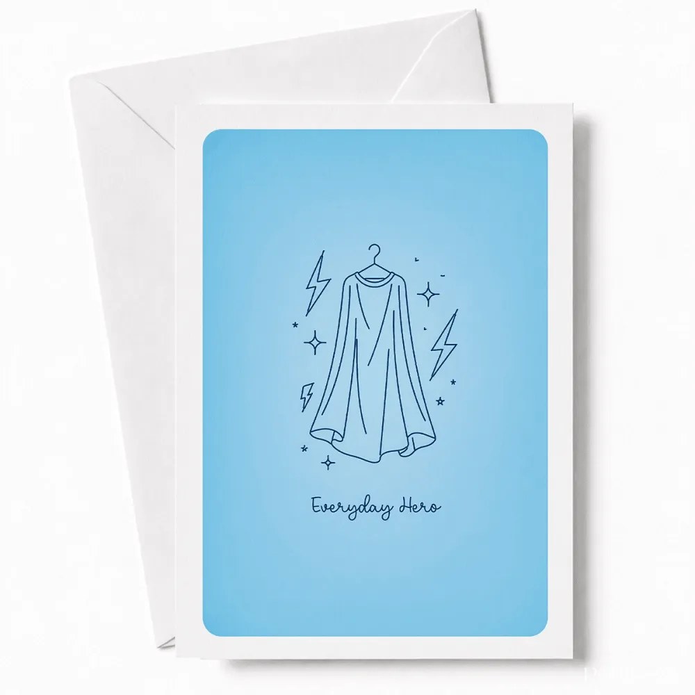 Not all heroes wear capes, but this dad’s is hanging right there ready. A beautifully drawn line art superhero cape