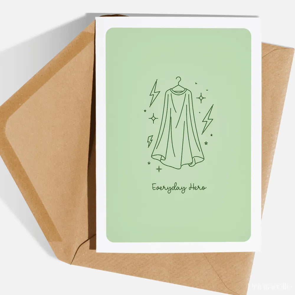 Not all heroes wear capes, but this dad’s is hanging right there ready. A beautifully drawn line art superhero cape