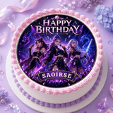KPop Girl Group Birthday Cake Topper – Galaxy Purple Personalised