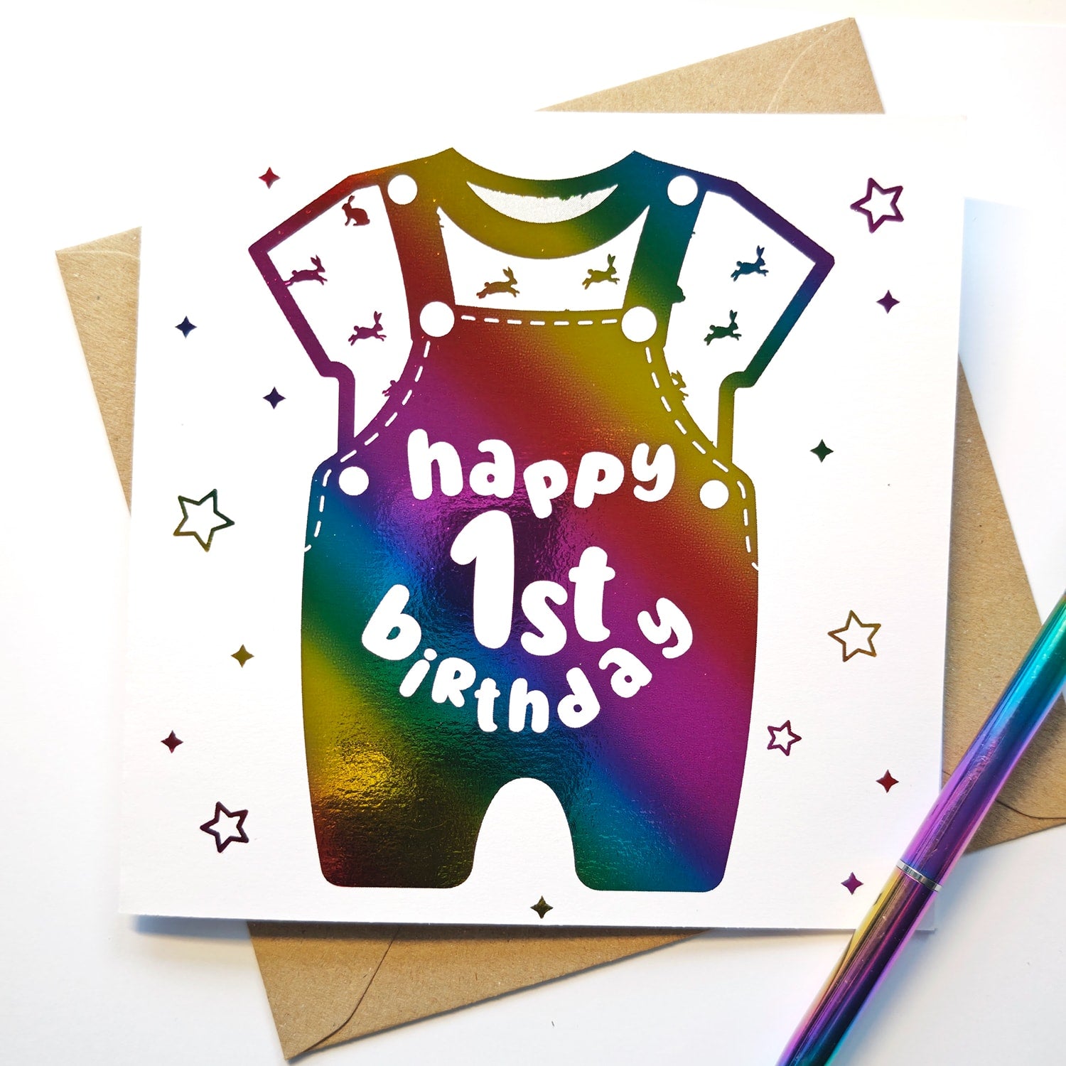 First Birthday Baby Boy or Girl Card - Greeting Card - Printarelle
